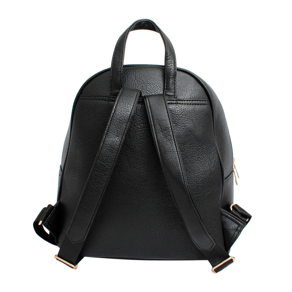 Women’s Medium Moto Backpack Black Zipper Casual Stylish Bag
