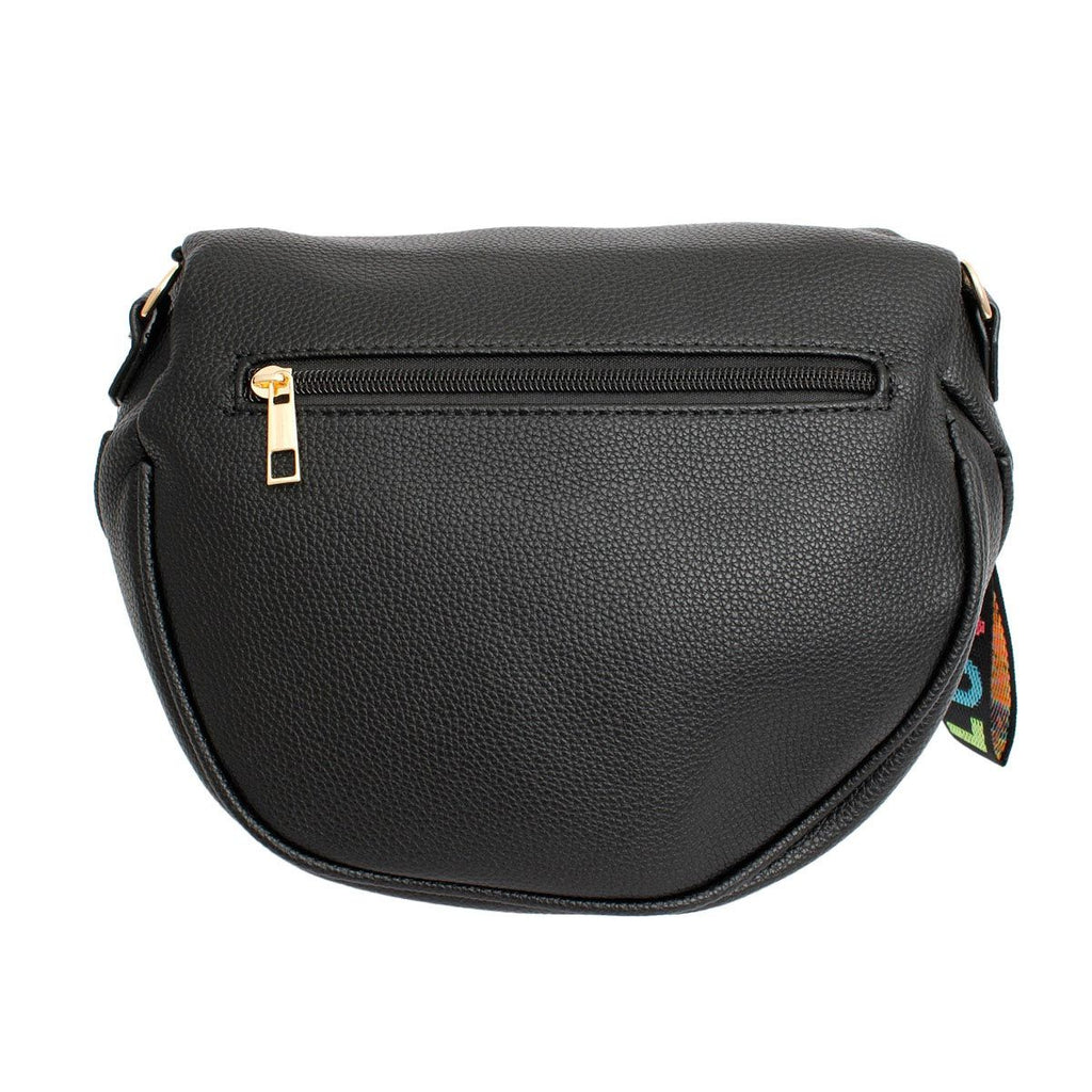 Fashion Handbag Crossbody Black Love Zipper Saddle Bag for Women Stylish Chic