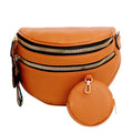Women’s Crossbody Saddle Bag with Zipper in Camel – Stylish Casual Fashion Handbag