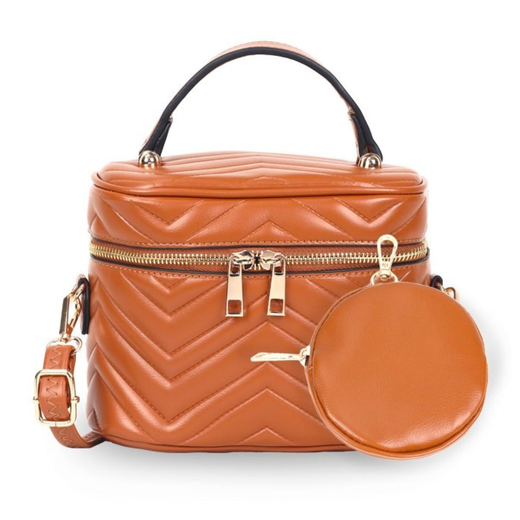 Women’s Crossbody Purse Camel Vanity Case Stylish Chic Accessory