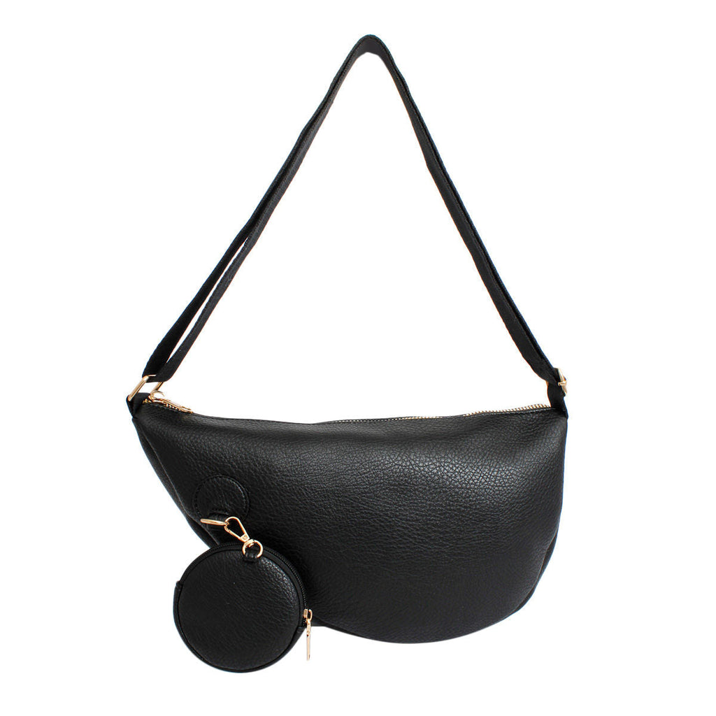 Women’s Black Round Crossbody Pouch Bag Set – Stylish Casual Accessory