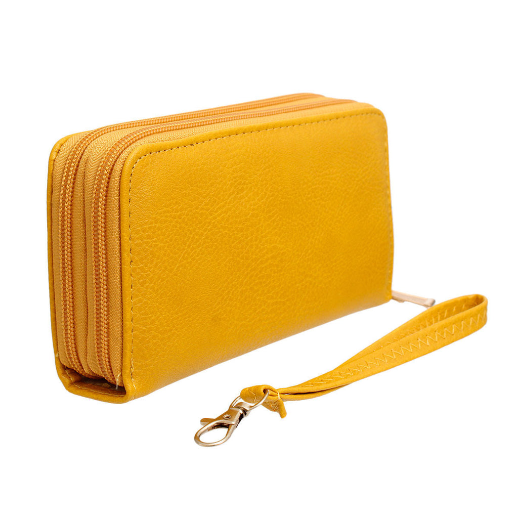 Women’s Zipper Wallet Soft Grain Mustard Stylish Accessory