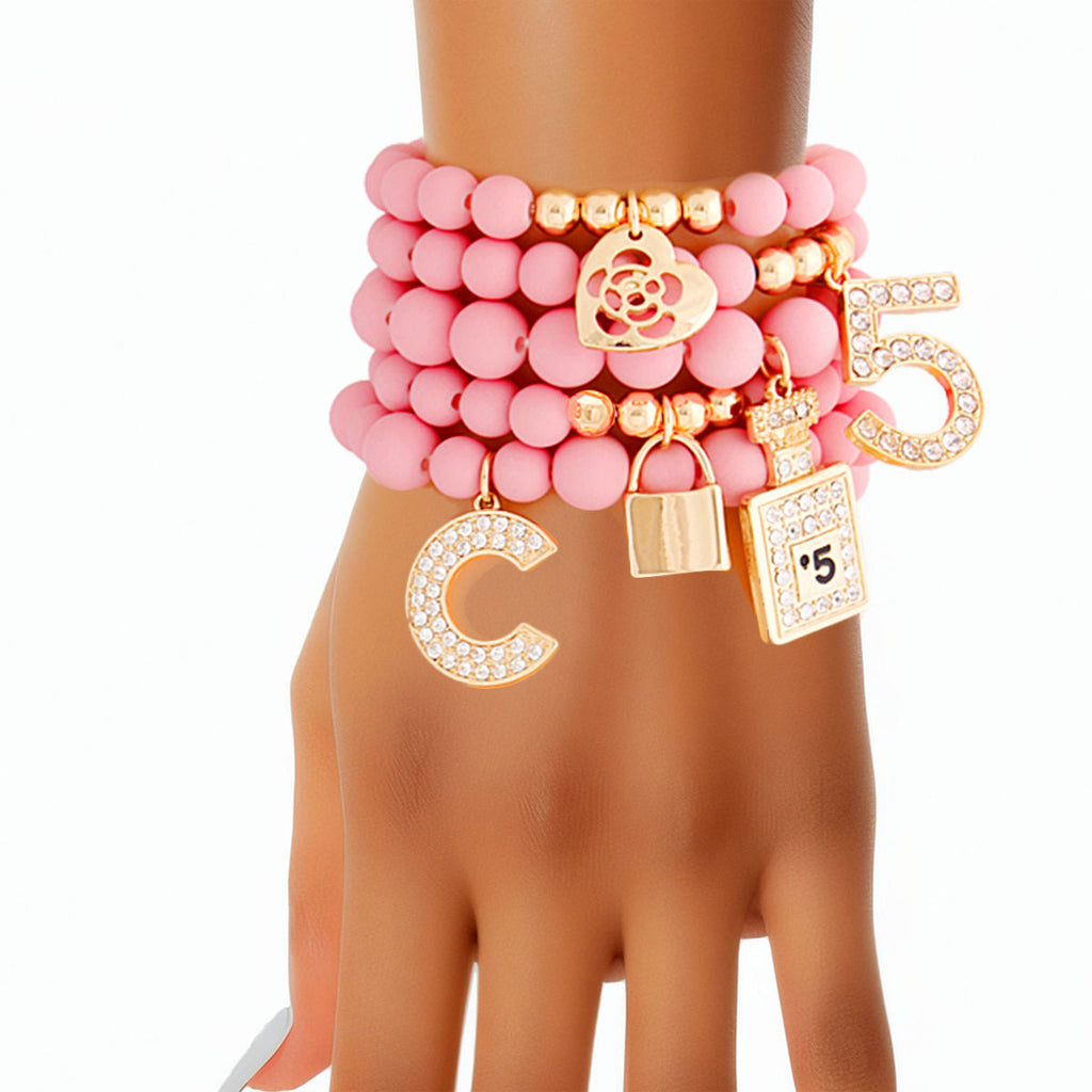 Charm Bracelets Matte Pink Stylish Boutique No. 5