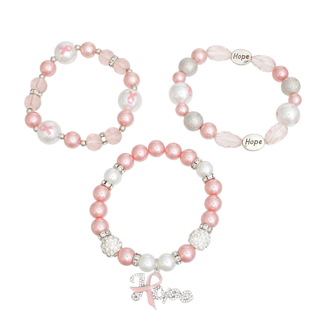 Women’s Bracelets Light Pink Breast Cancer Hope Set Stylish Jewelry