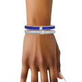 Hinged Bangle Bracelet Set Blue Pave Sorority Stylish Jewelry
