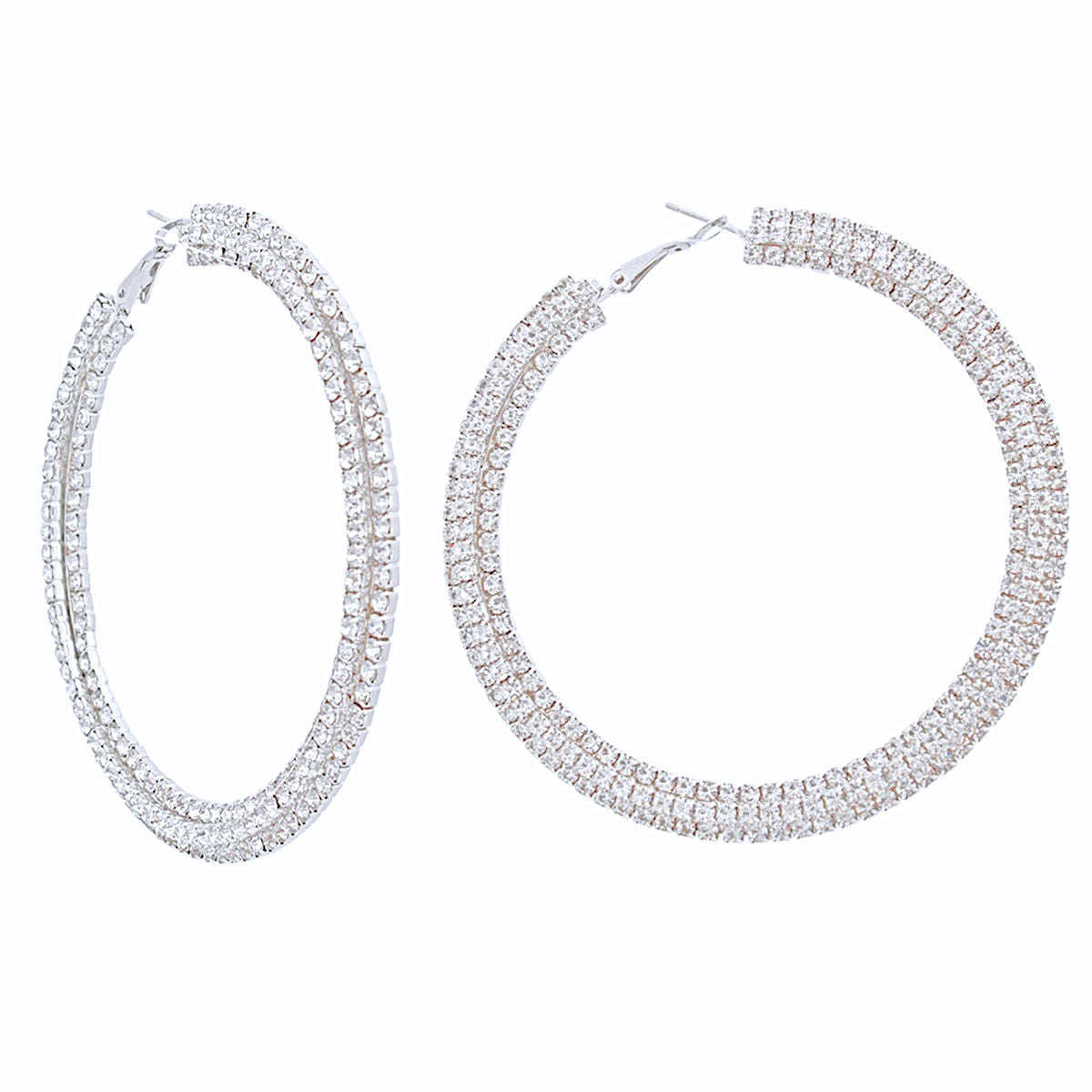 Stacked Silver Hoops 80mm Earrings for Women – Trendy Statement Jewelry