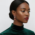 Stud Earrings Gold Tipsy Santa Red Martini Christmas Statement Jewelry