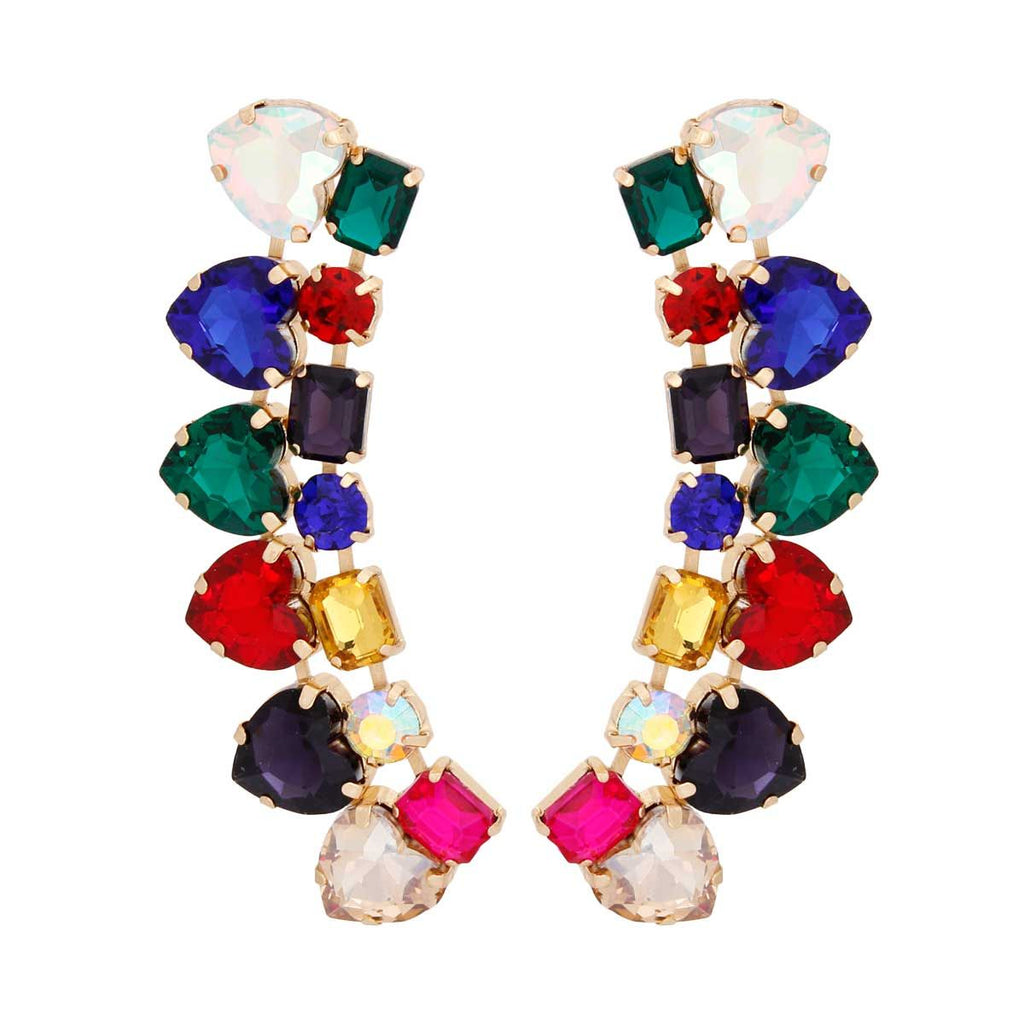 Women’s Dangle Multicolor Heart Crystal Earrings Stylish Statement Jewelry