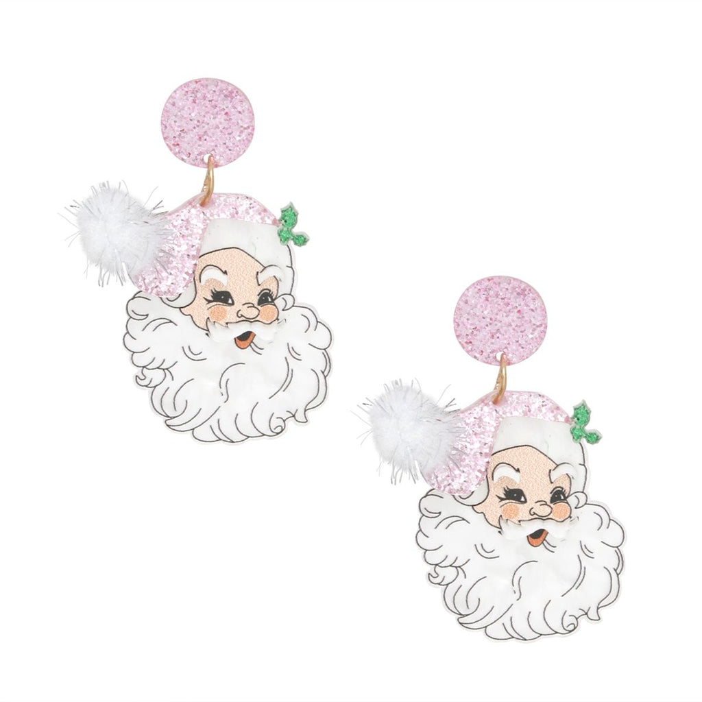 Women’s Statement Pink Santa Hat Drop Earrings Trendy Fashion Jewelry