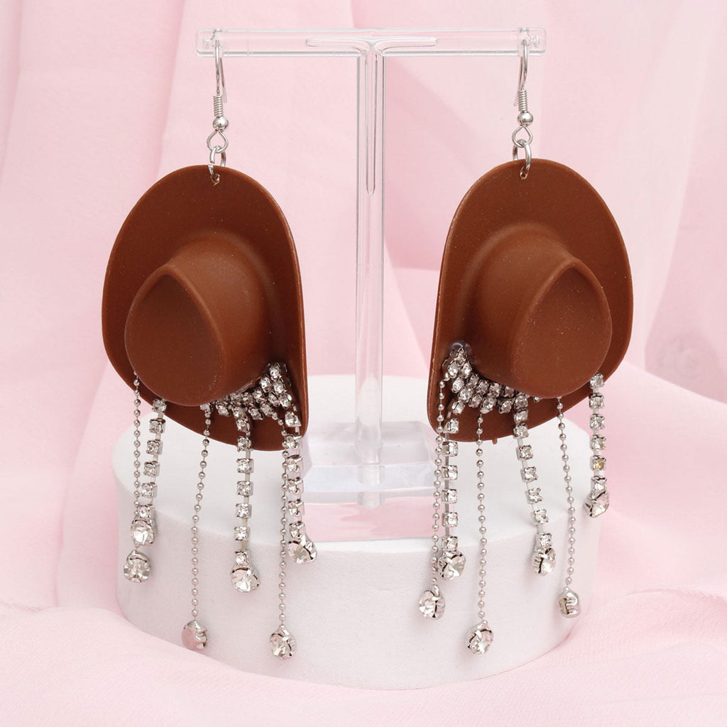 Fringe Brown Cowgirl Earrings Fish Hook Stylish Fashion Jewelry