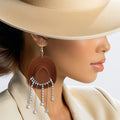 Fringe Brown Cowgirl Earrings Fish Hook Stylish Fashion Jewelry