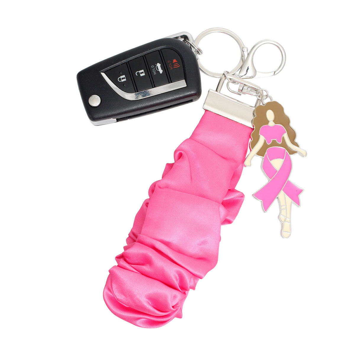 Wristlet Keychain Silver Pink Stylish Accessory for Women