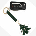 Fashion Keychain Green Shimmery Xmas Tree Purse Charm Clip Stylish Accessory