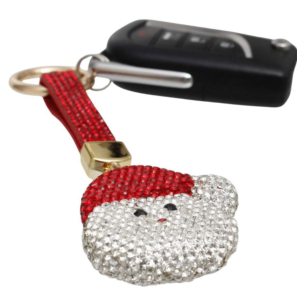 Fashion Keychain Red Glittery Santa Xmas Purse Charm Clip Stylish Accessory