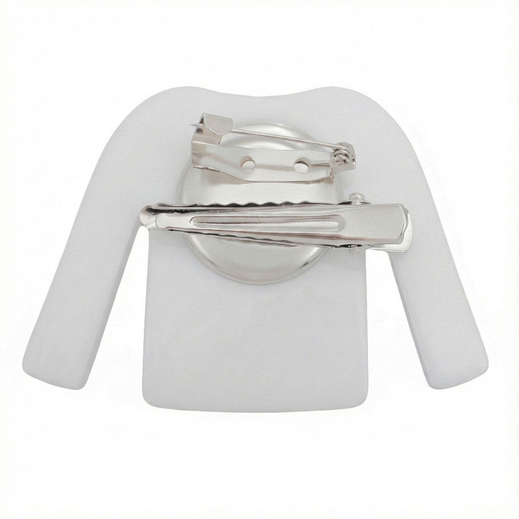 Fashion Brooch Hair Clip Pink White Stripe Stylish Shirt Pin Accessory