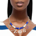 Statement Necklace Blue White Pearl Zeta Chic Stylish Accessory