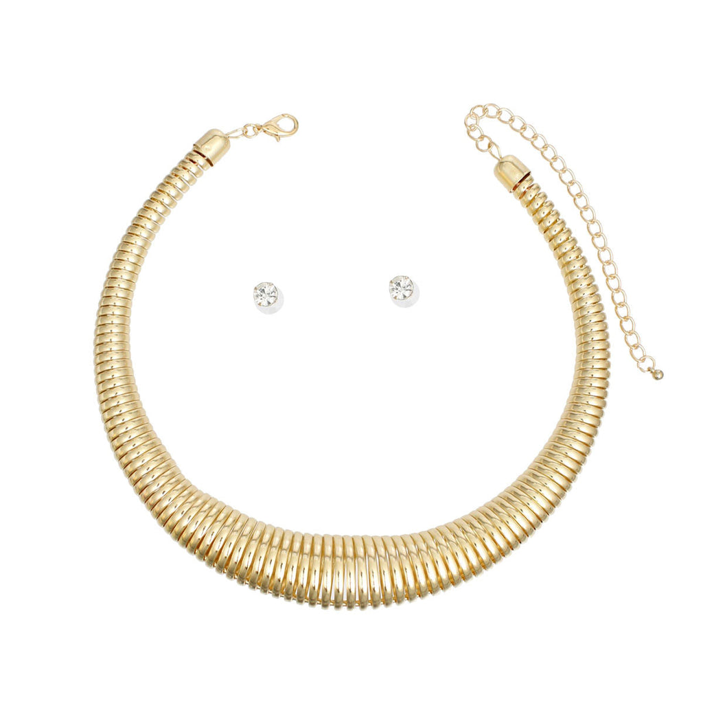 Choker Necklace Gold Spring Coil Stylish Statement for Women