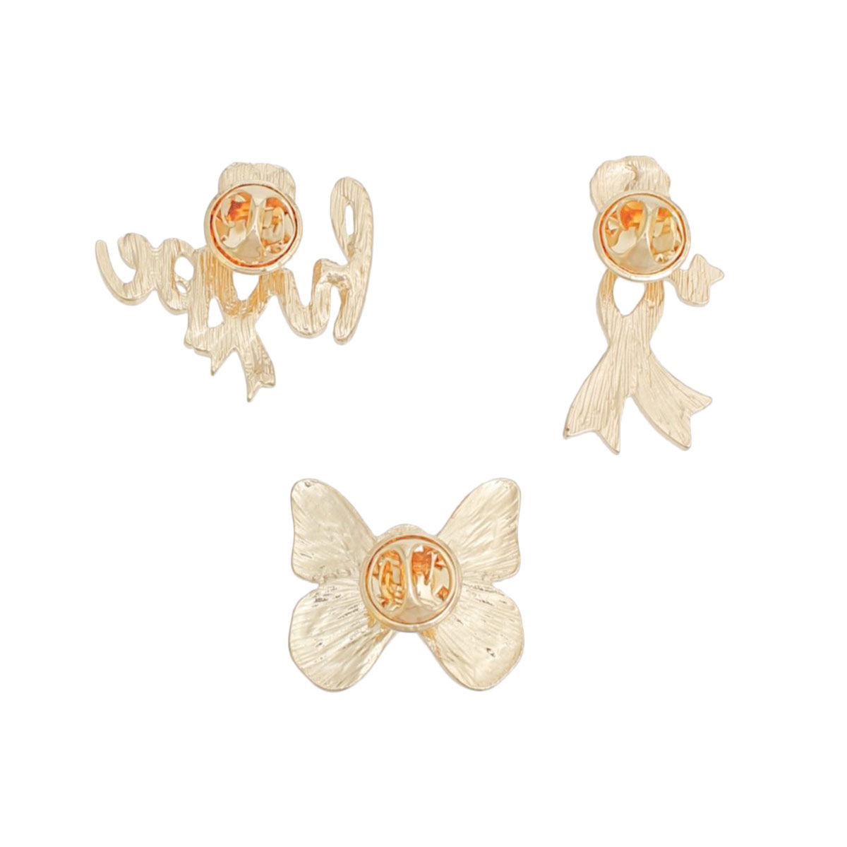 Fashion Pin Set Gold Pink Breast Cancer Hope Stylish Accessory for Women