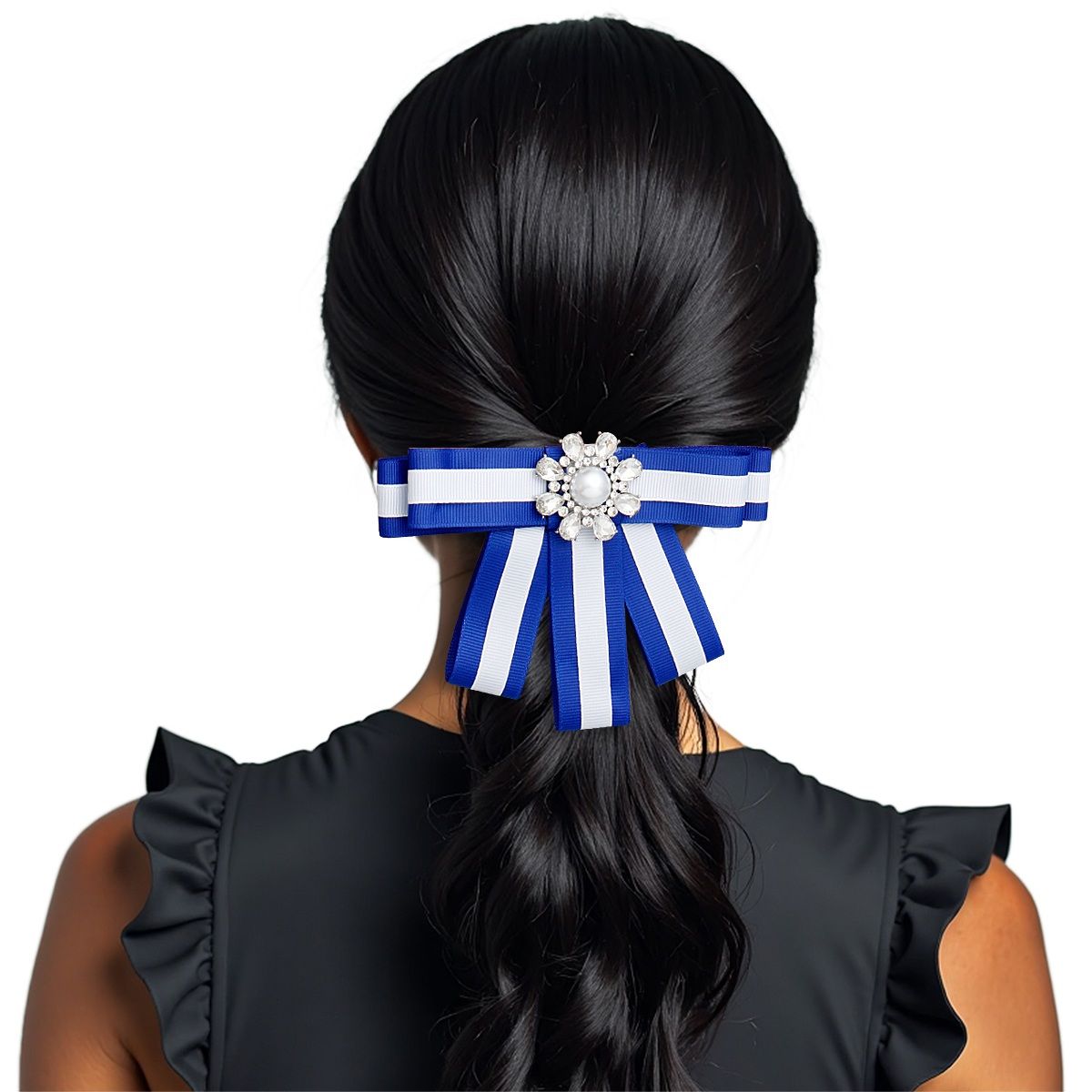 Bow Tie Style Brooch Blue White Sorority Fashion Accessory