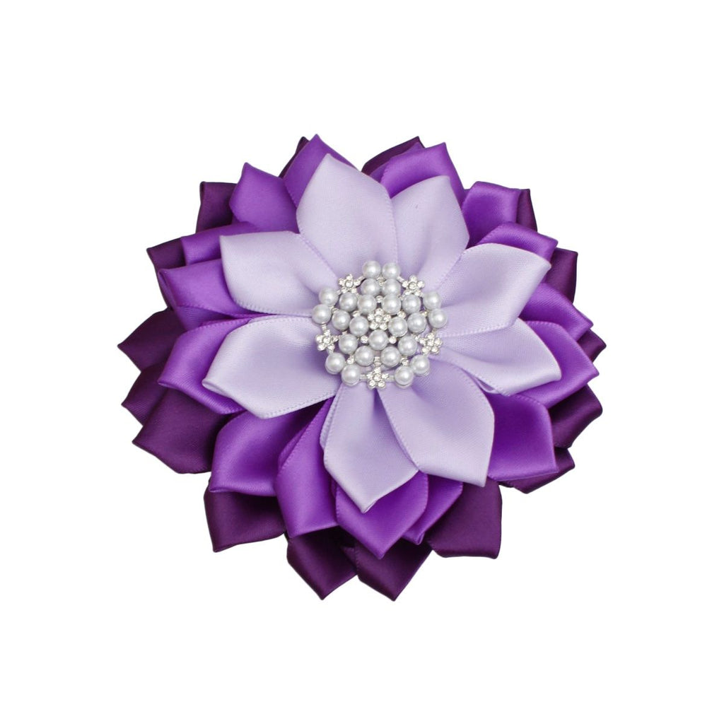 Fashion Brooch Purple Flower Pearl Clip and Pin Stylish Accessory