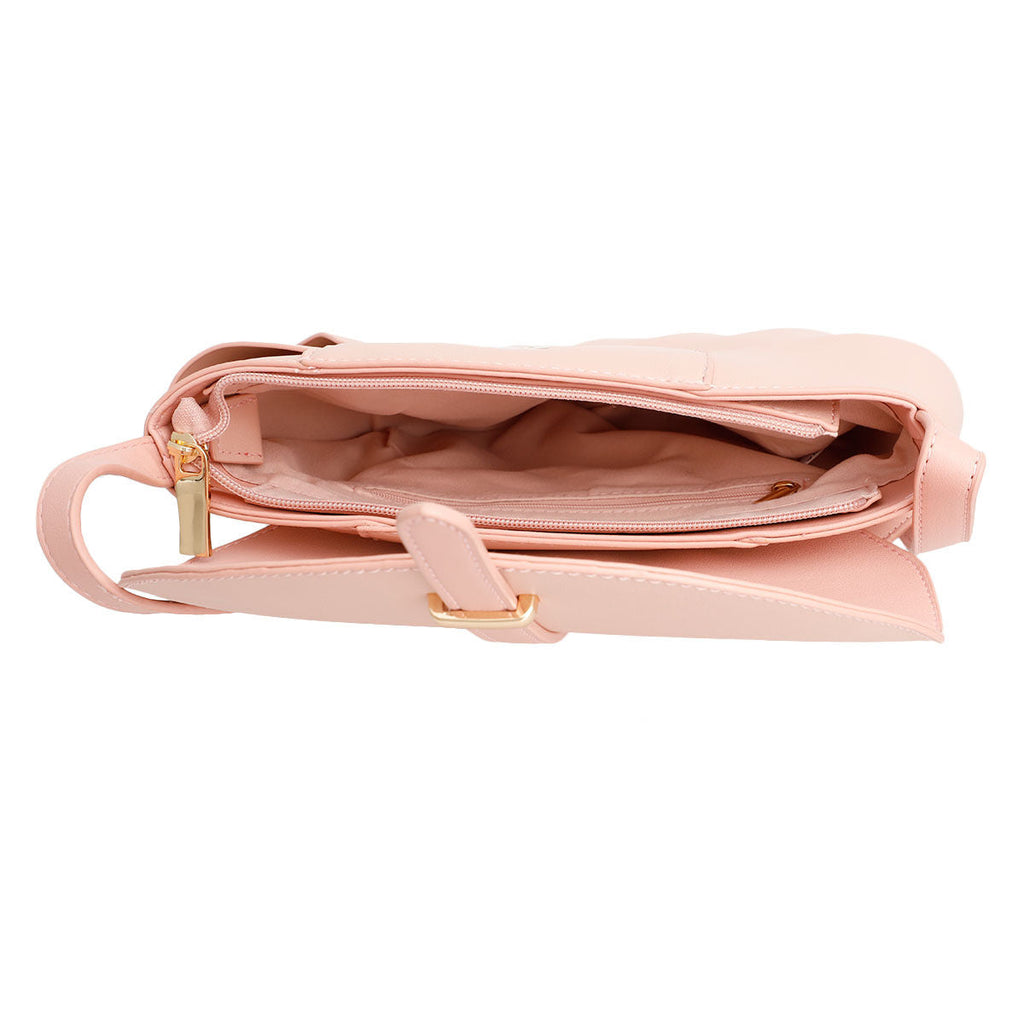 Fashion Handbag Blush Pleated Semicircle Crossbody Stylish Chic Accessory