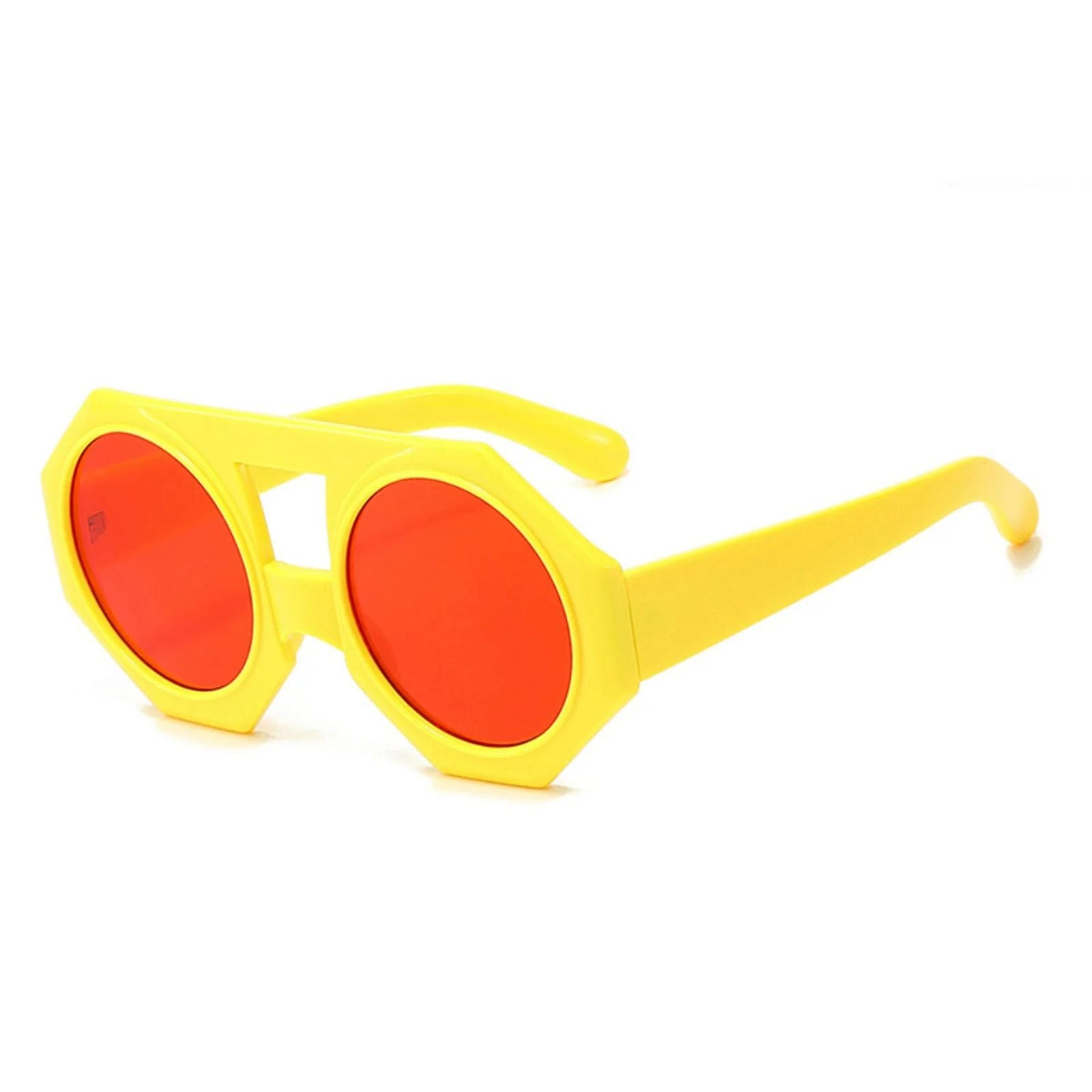 Women’s Chunky Round Sunglasses Yellow Geometric Stylish Statement