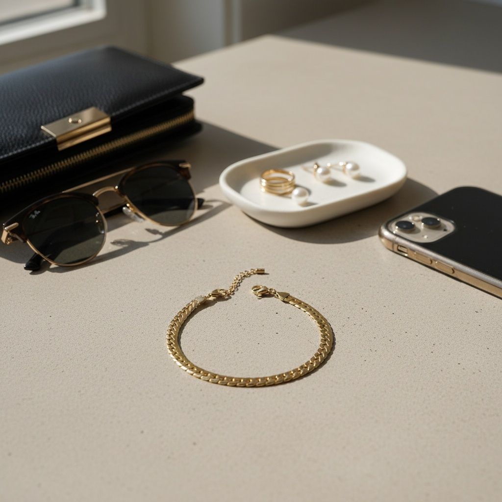 Gold 18K Steel Herringbone Chain Anklet 6.5mm – Stylish Fashion Jewelry