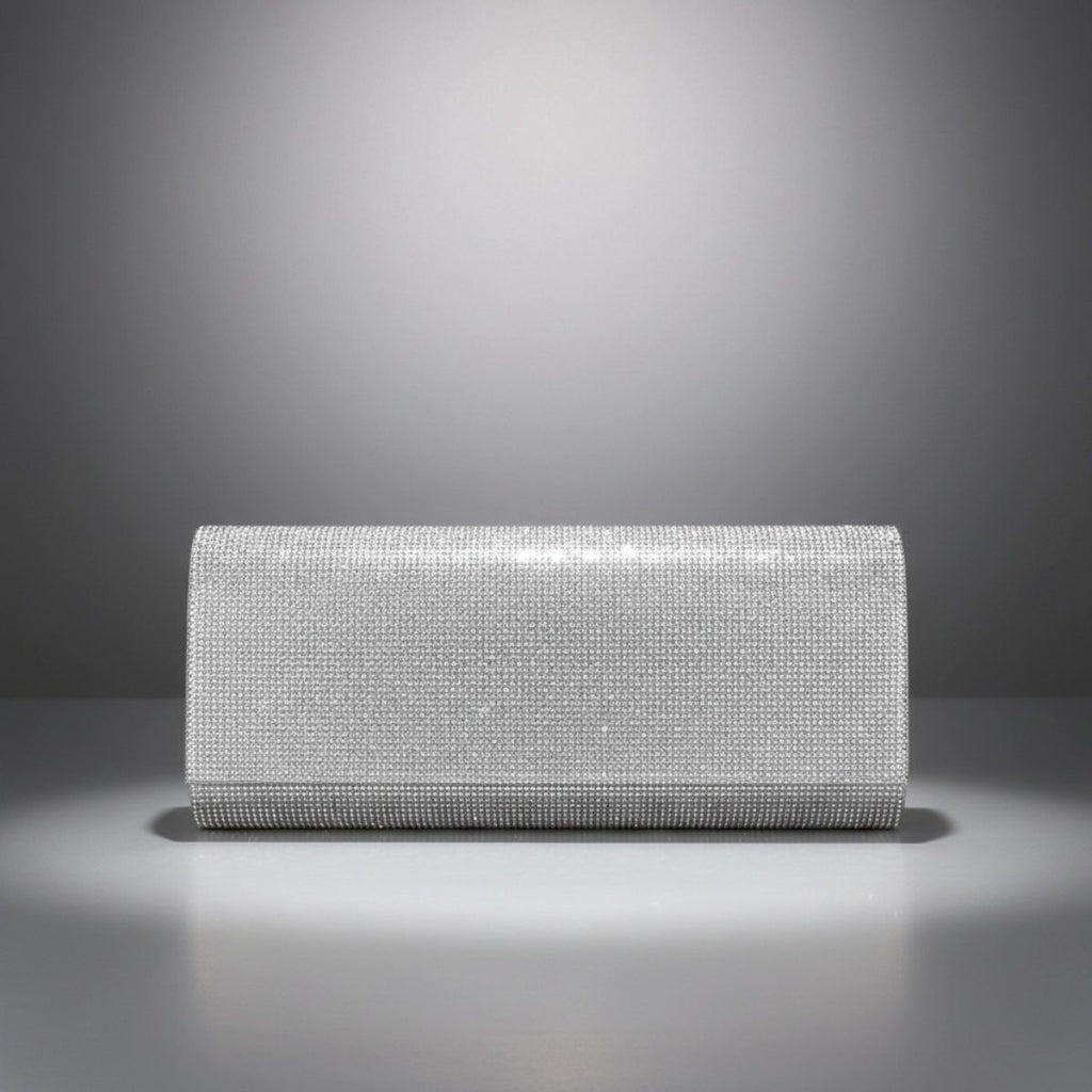 Evening Clutch Bag Clear Rhinestone Flap Stylish Long Design