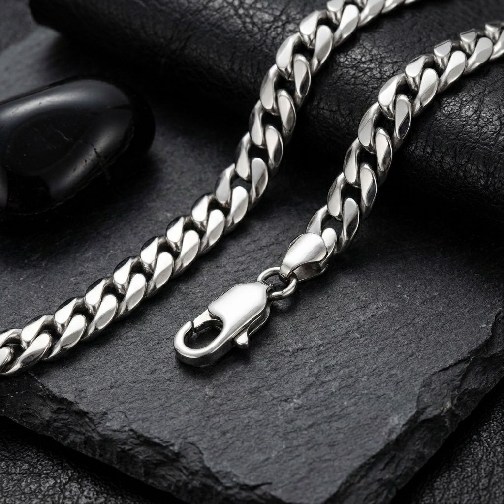 Men’s Stainless Steel 8mm Miami Chain Necklace 20in Trendy Jewelry