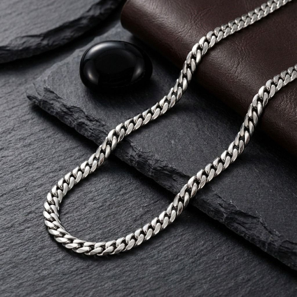 Men’s Stainless Steel 24in 8mm Miami Chain Necklace – Stylish Fashion Jewelry