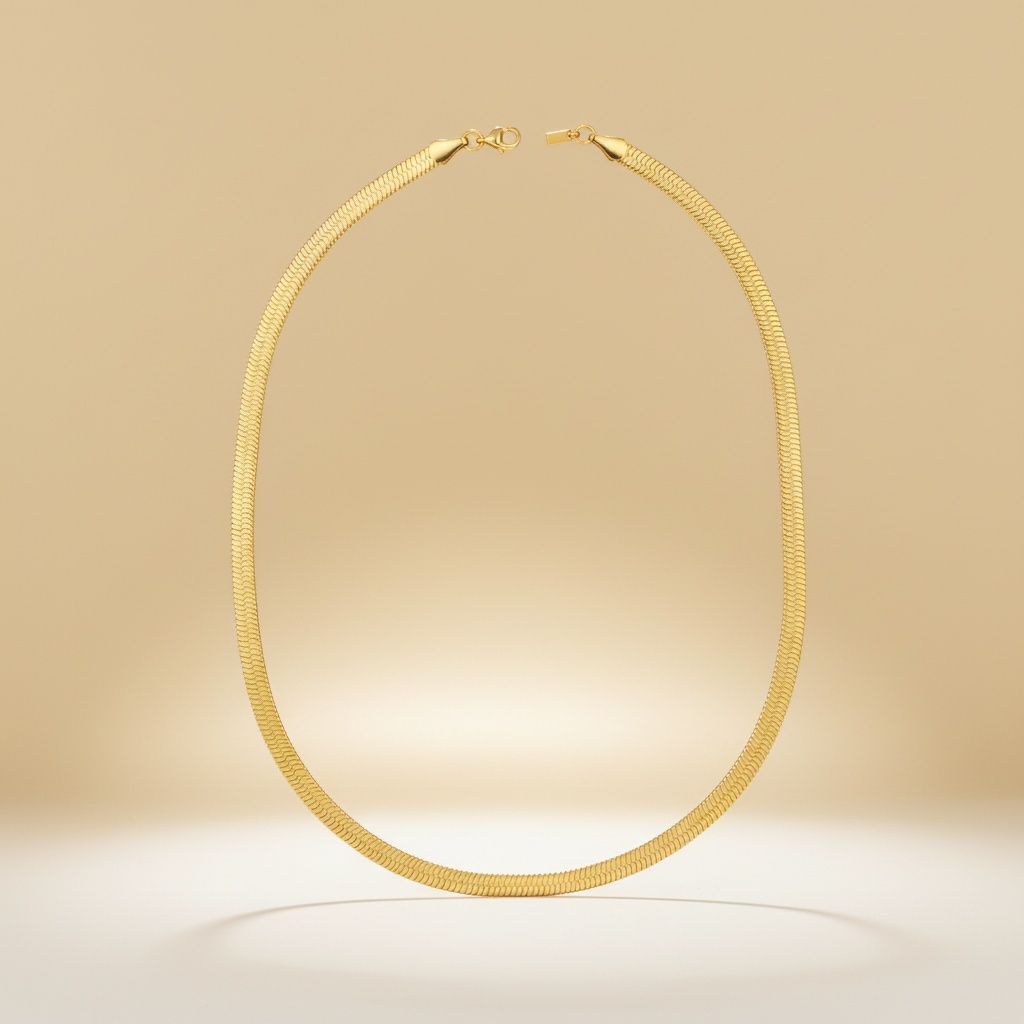 Men’s 18K Gold 6.5mm Herringbone Chain Necklace 20in Stylish Jewelry