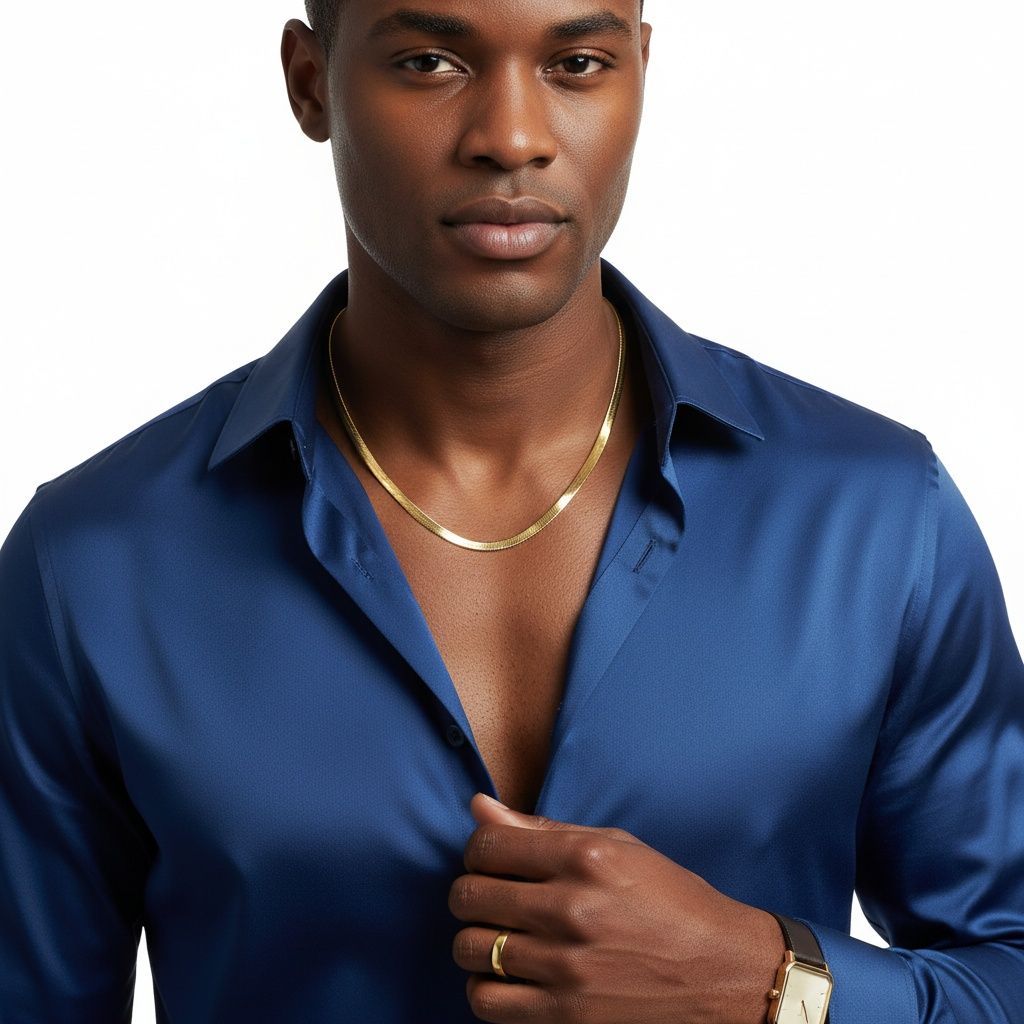 Men’s 18K Gold 6.5mm Herringbone Chain Necklace 20in Stylish Jewelry