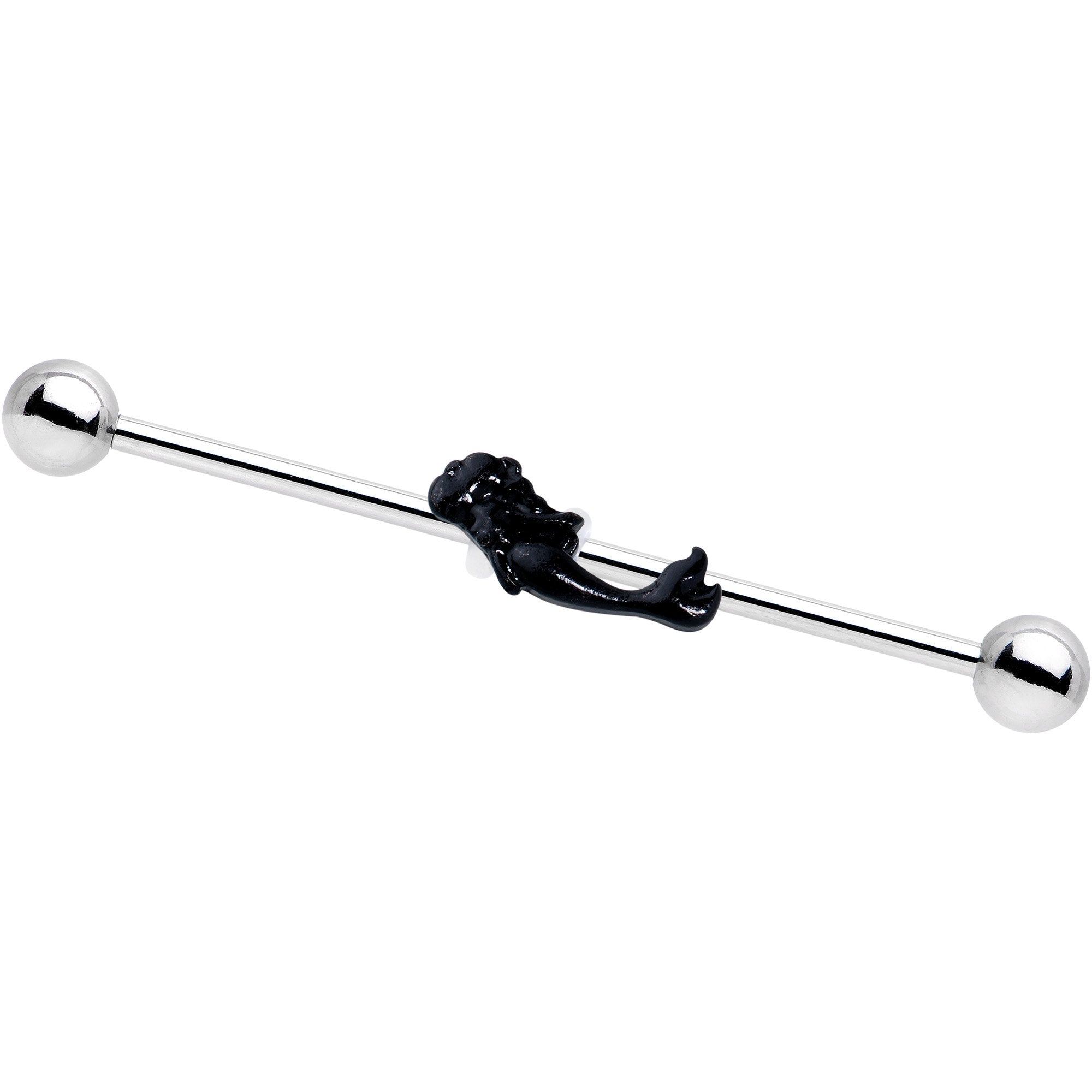 Black Diving Mermaid Industrial Barbell 38mm