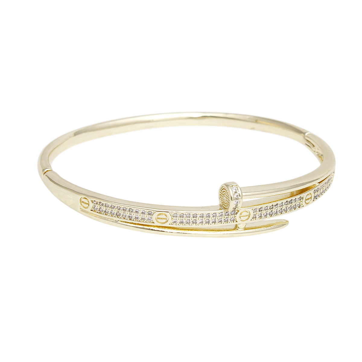 Gold Pave Bangle Bracelet Sleek Iconic Luxe Stylish Jewelry