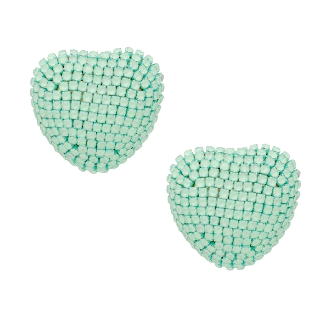 Dazzling Pastel Mint Domed Heart Stud Earrings – Stylish Fashion Jewelry