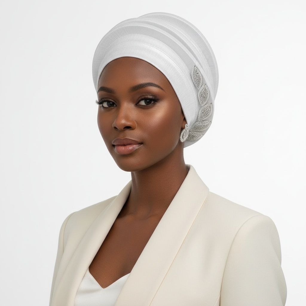 Women’s Silver Structured Turban Fascinator Elegant Dazzling Headpiece