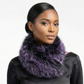 Faux Fur Purple Collar Scarf Luxe Winter Stole Stylish Chic Accessory