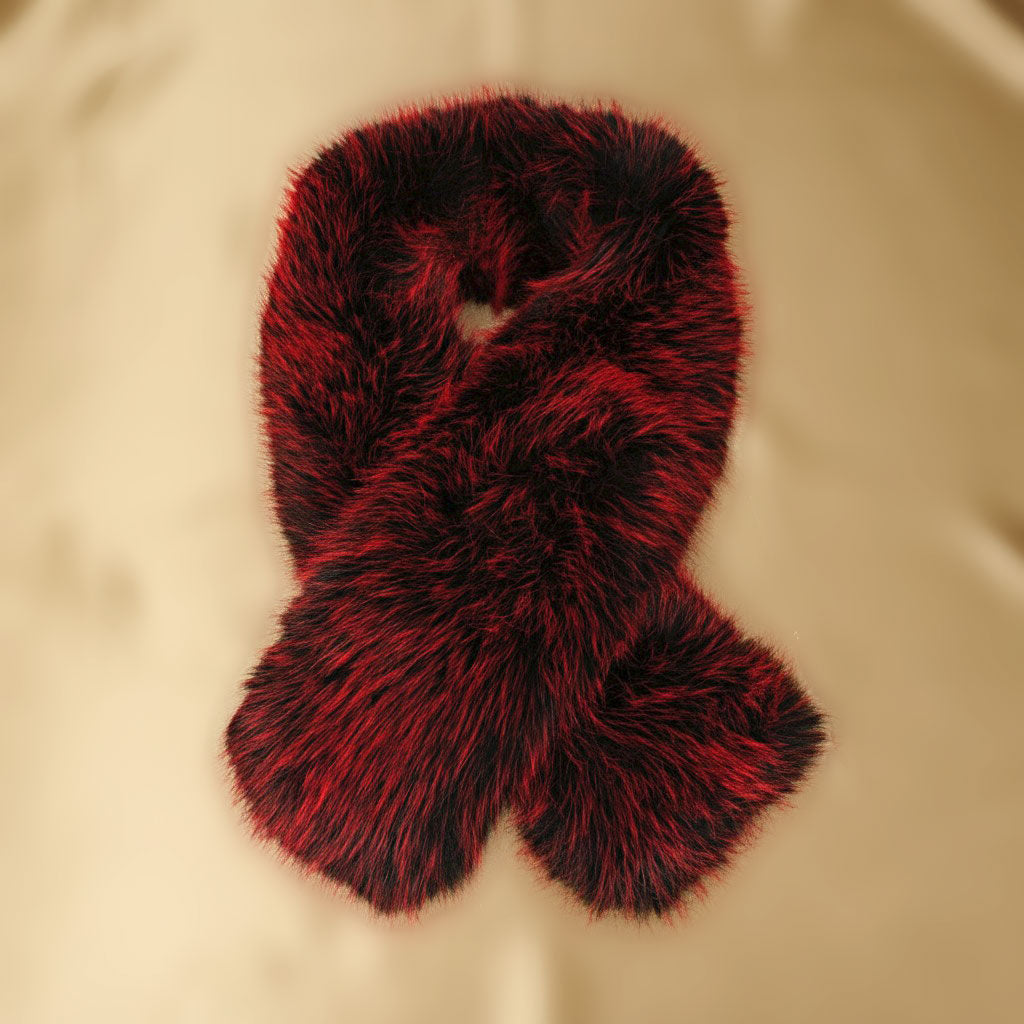 Faux Fur Scarf Red Collar Winter Stole Stylish Chic Accessory