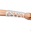 Long Silver Textured Cuff Bracelet with Cutout Armor Design – Stylish Statement Jewelry