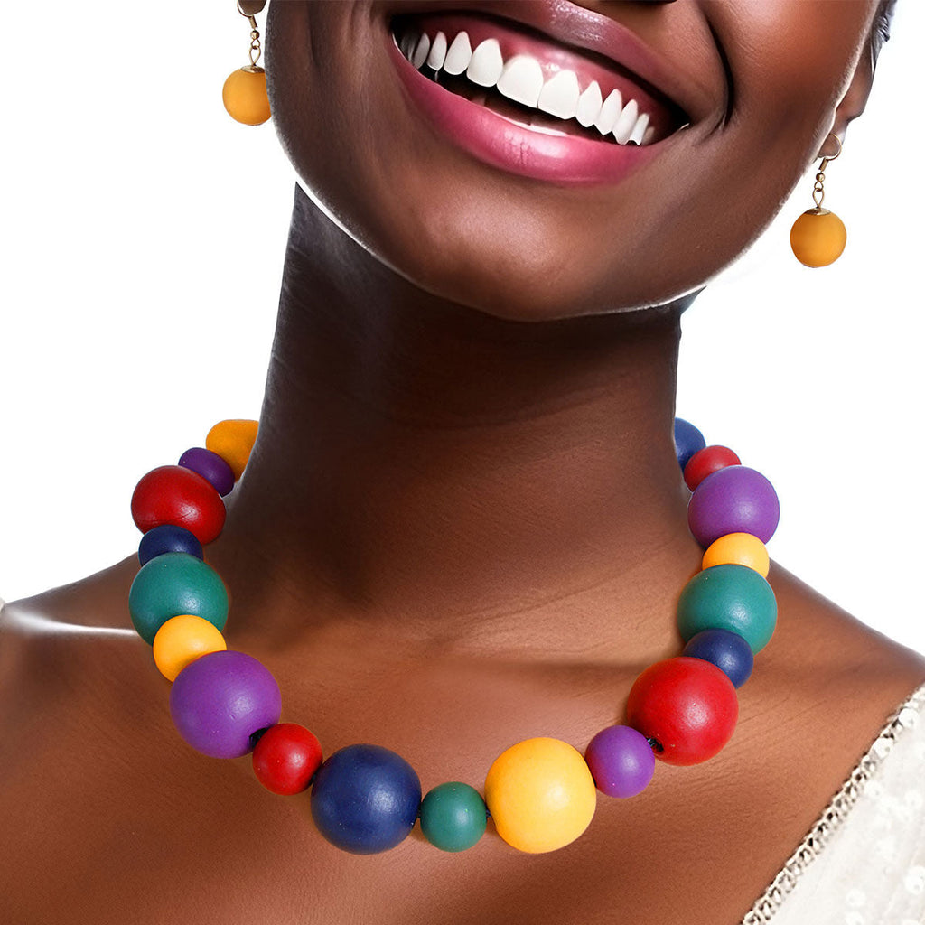 Wood Statement Necklace Trendy Stylish Multi Layered Accessory