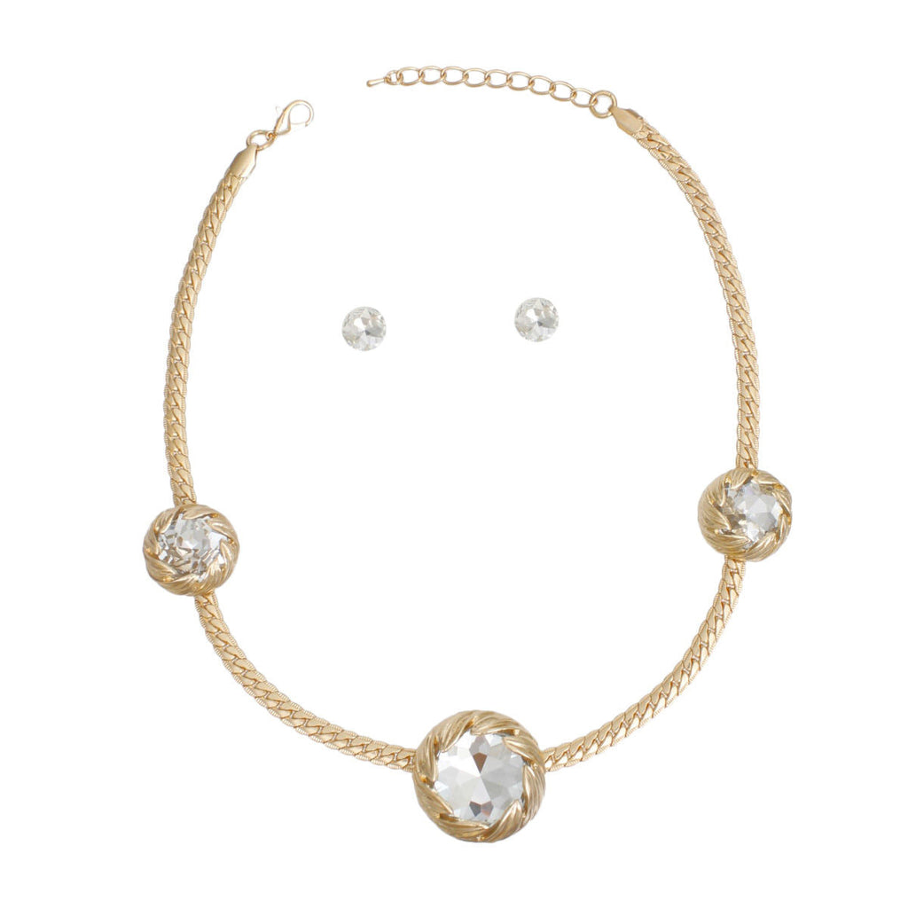 Gold Crystal Double Cut Chain Necklace for Women – Stylish Elegant Jewelry