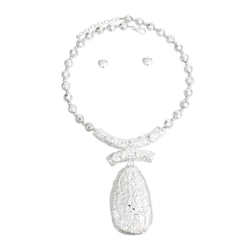 Pendant Necklace Silver Bead Teardrop Stylish Women’s Jewelry