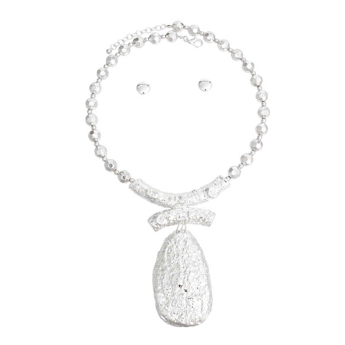 Pendant Necklace Silver Bead Teardrop Stylish Women’s Jewelry