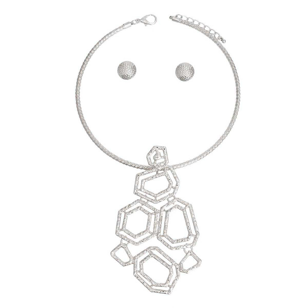 Pendant Necklace Silver Geometric Stylish Statement Jewelry for Women