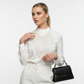 Statement Bib Choker Necklace with Cream Pearl Fringe, Trendy Elegant Jewelry Accessory
