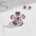 Statement Cocktail Ring with Mixed Purple Teardrop Crystal Flower