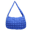 Quilted Large Shoulder Bag Blue Ivory Stylish Fashion Handbag