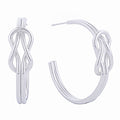Hoop Earrings 14K White Gold Infinity Knot Stylish Post Hoops