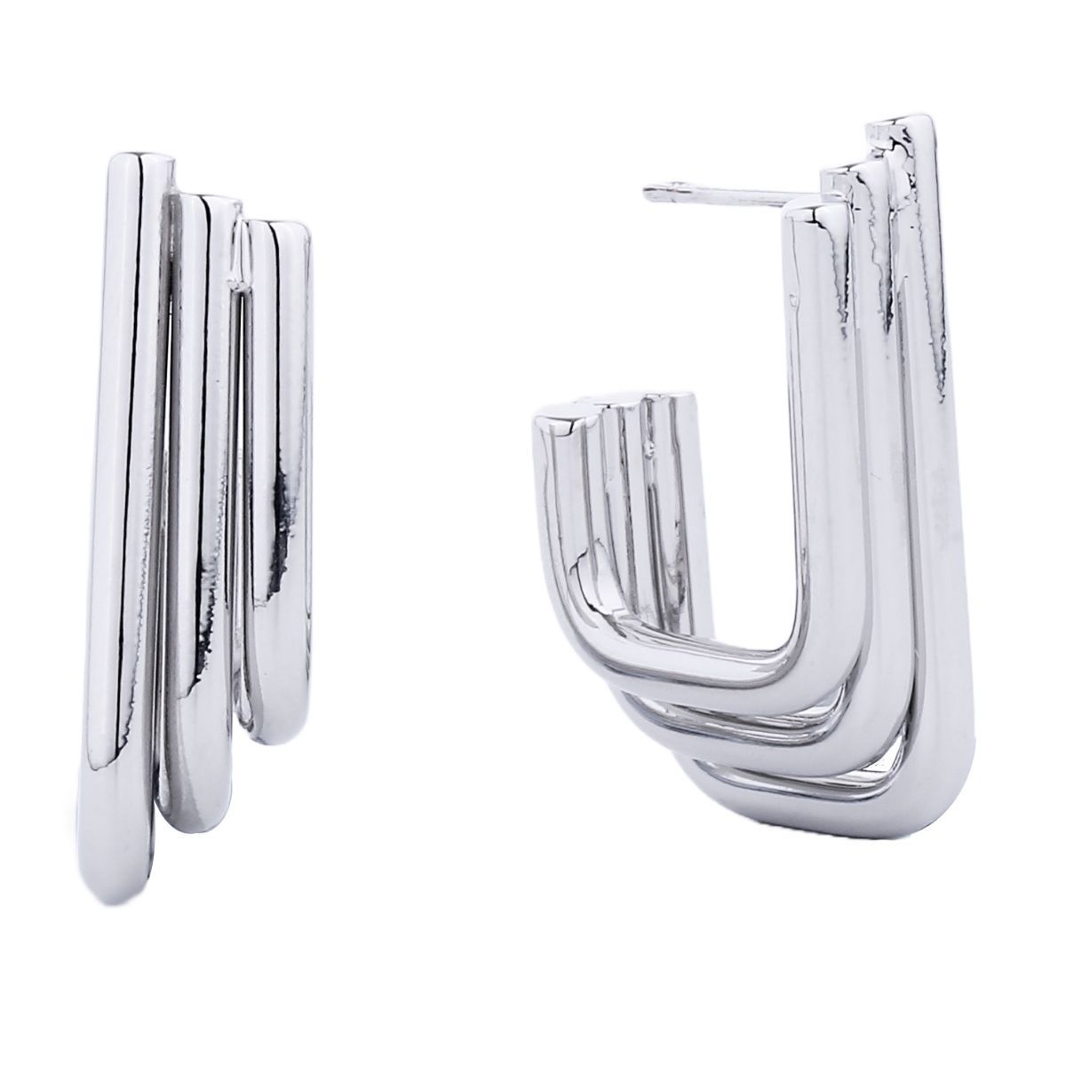 Small White Gold Hoop Stack Hook Earrings for Women – Stylish Chic Jewelry