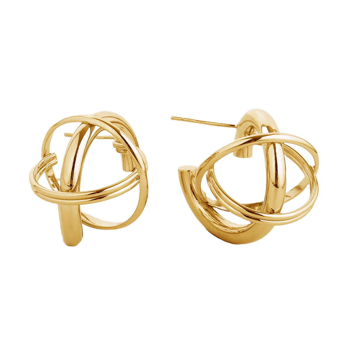 Small 14K Gold Gyro Ball Stud Earrings Stylish Women’s Jewelry